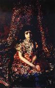 Mikhail Vrubel The Girl in front of Rug Sweden oil painting artist